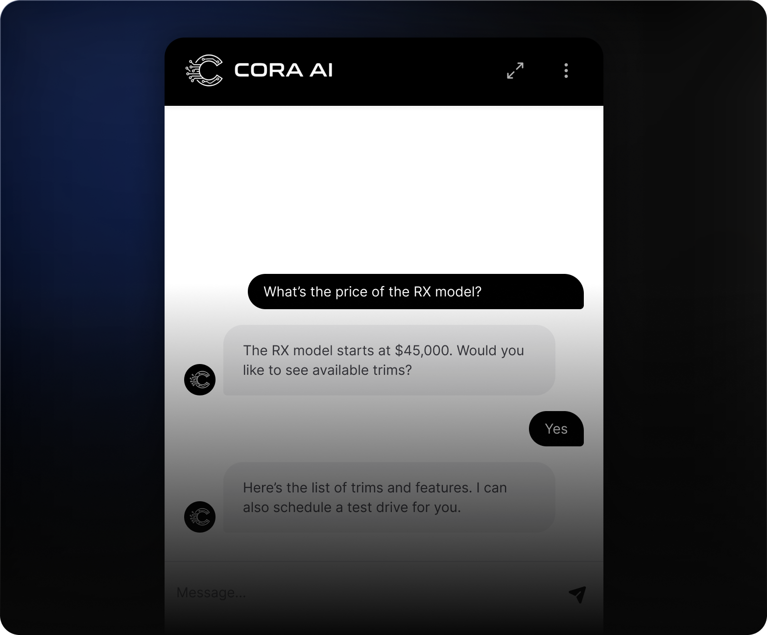 Automated answers to vehicle availability & test drives