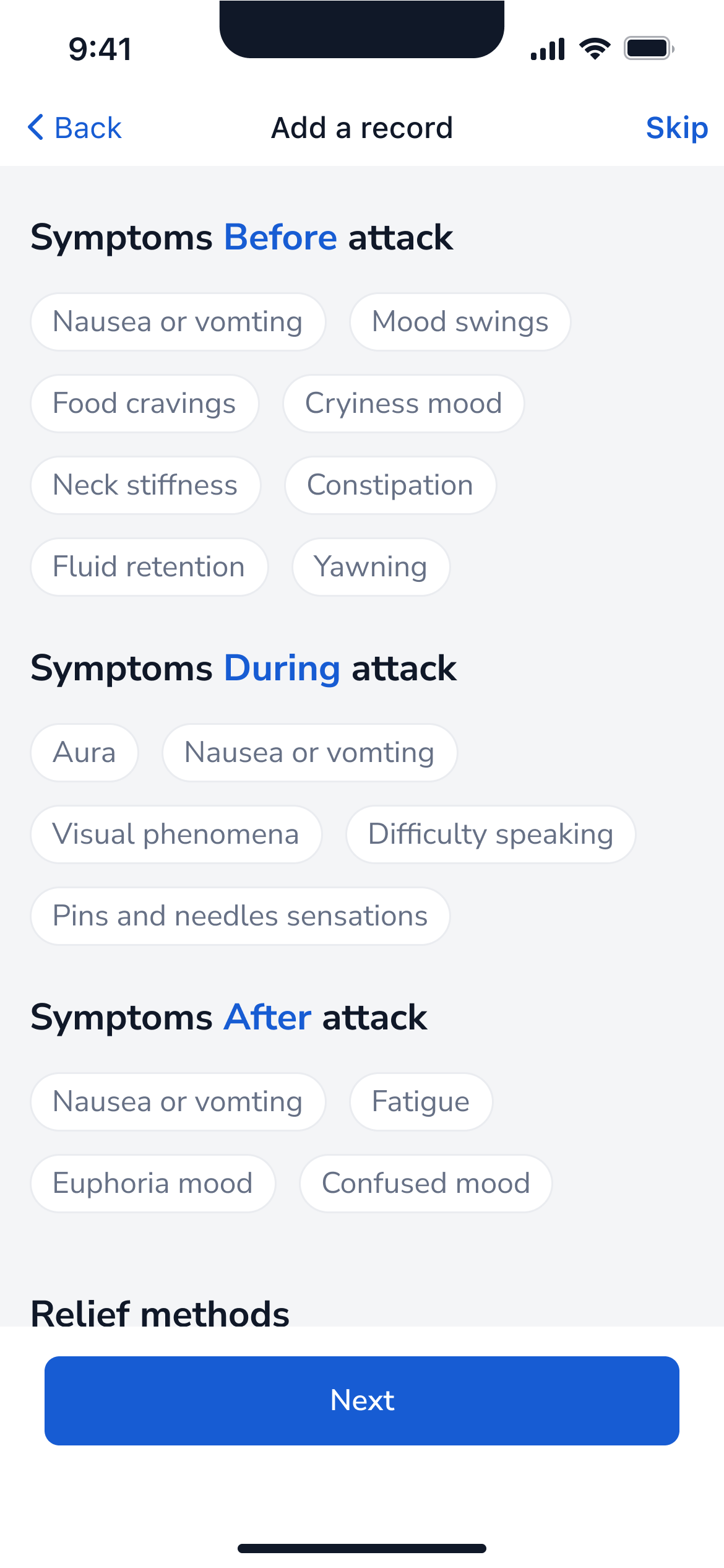 Symptoms Before attack