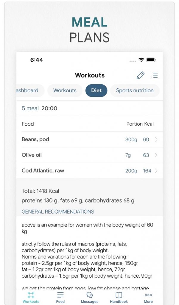 meal plan fitness app