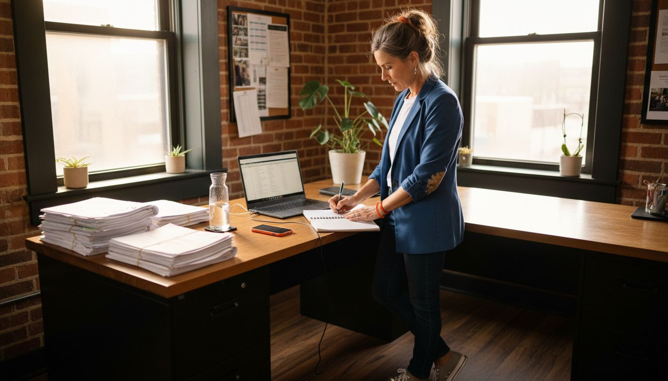 Small business owner reviewing digital growth plans