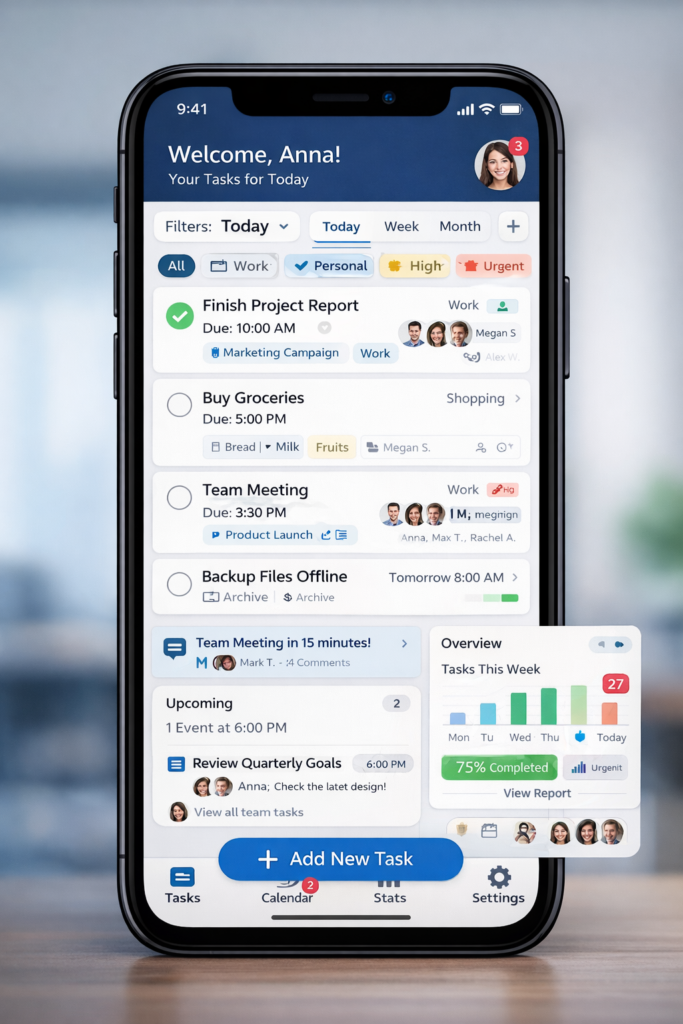 Let's get back to our example... Task Planning App