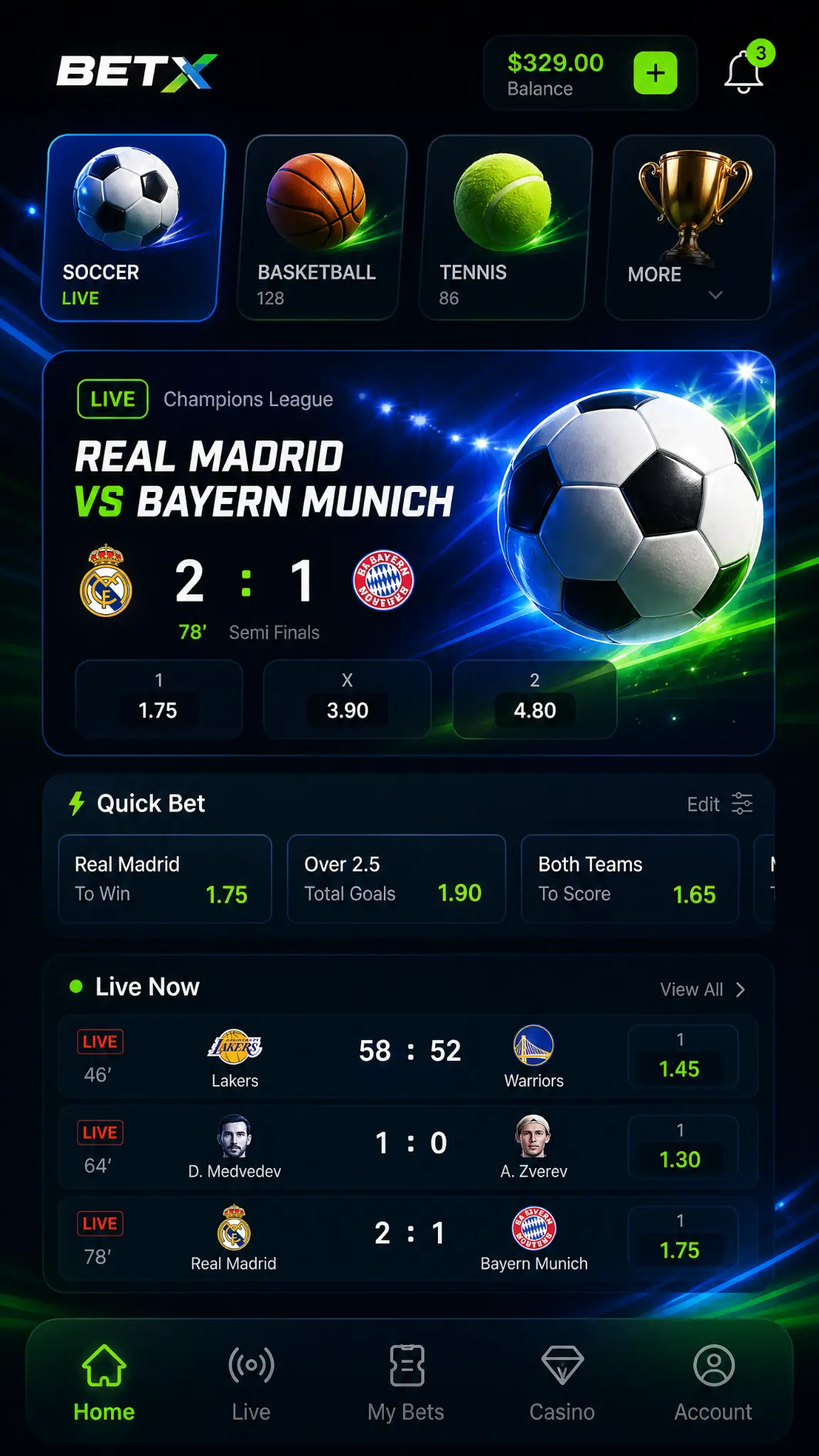 BetX Mobile Home Screen