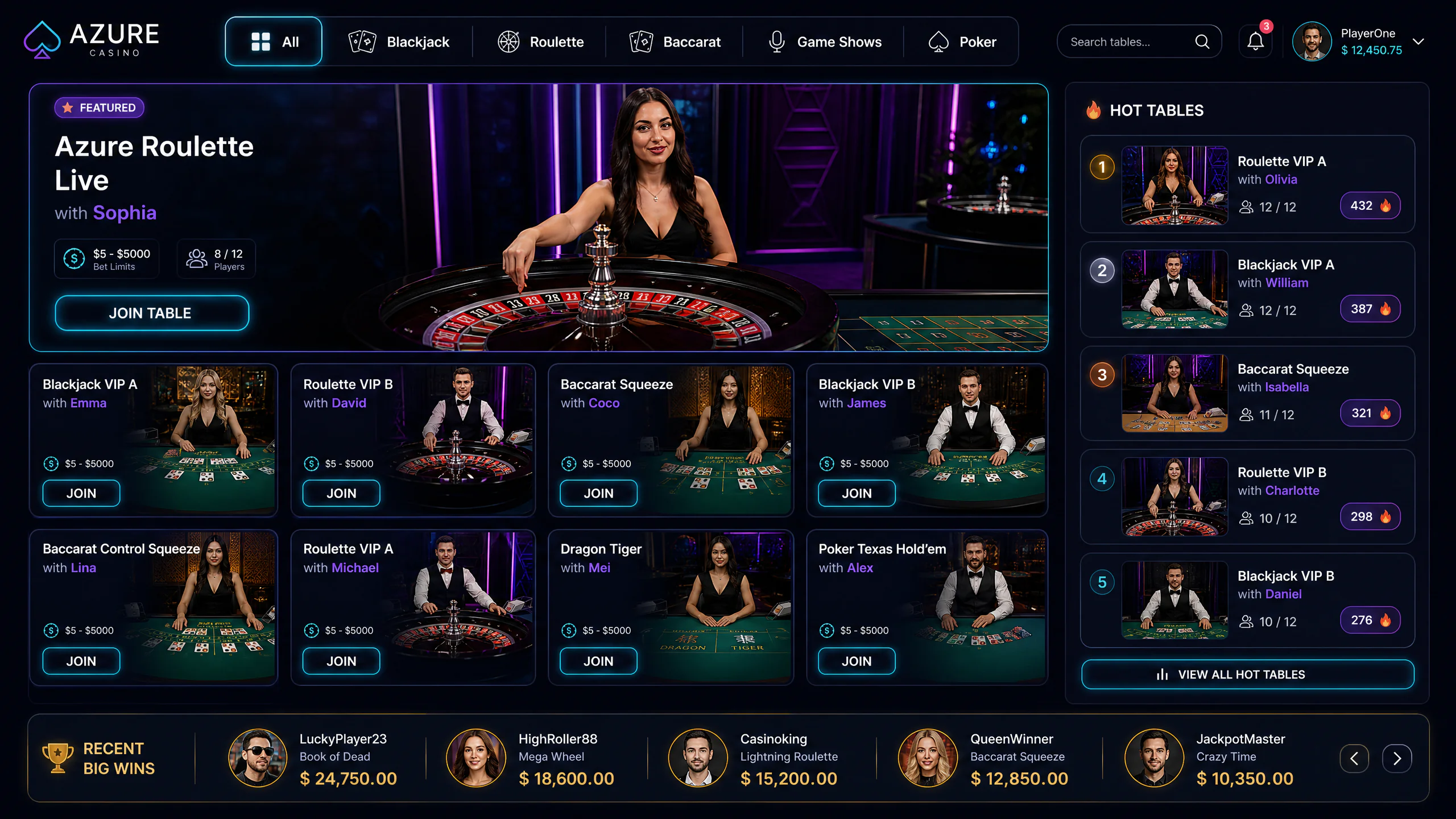 Cocoroza Web UI - Live Casino