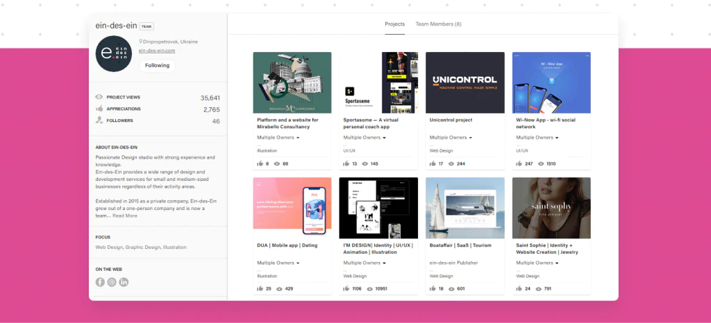 Behance design projects