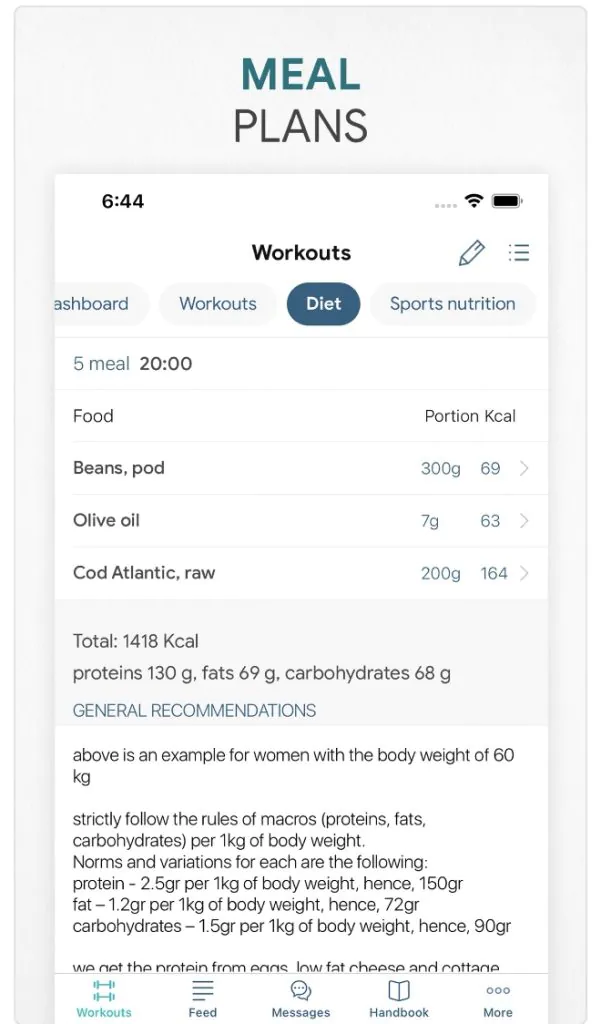 meal plan fitness app