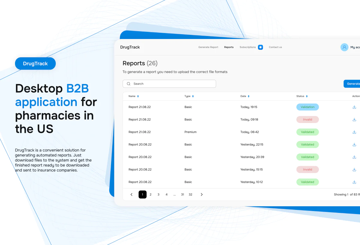 Desktop B2B application for pharmacies in the US image